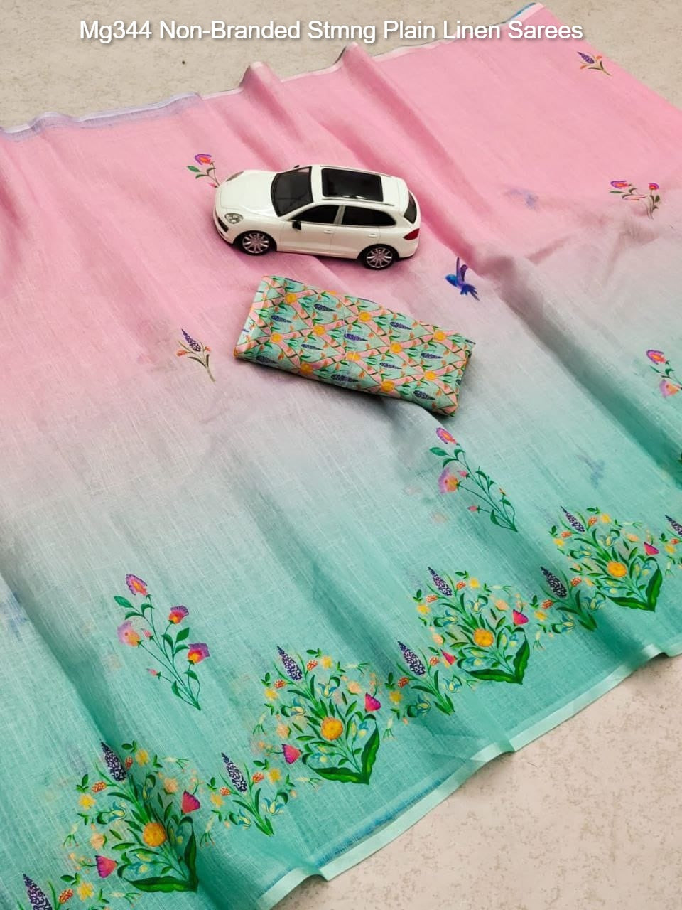 Mg344 Non-Branded Stmng Plain Linen Sarees