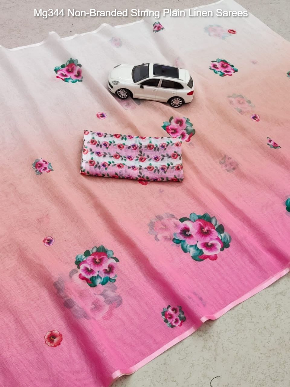 Mg344 Non-Branded Stmng Plain Linen Sarees