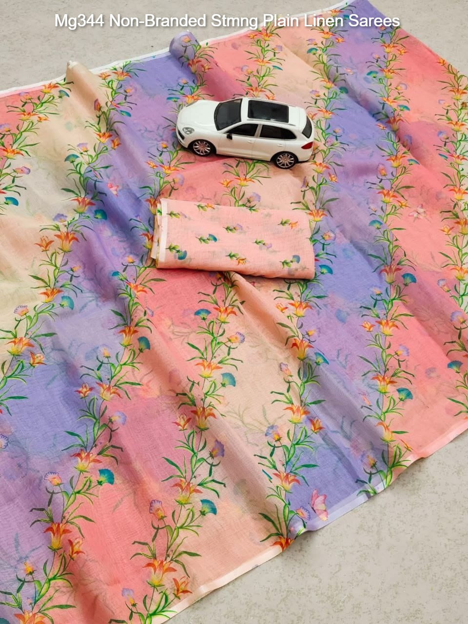 Mg344 Non-Branded Stmng Plain Linen Sarees