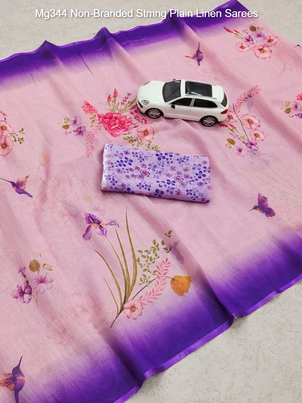Mg344 Non-Branded Stmng Plain Linen Sarees