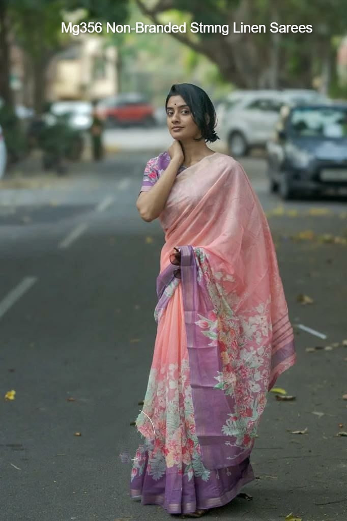 Mg356 Non-Branded Stmng Linen Sarees