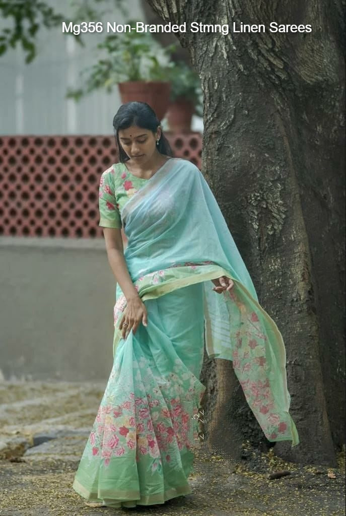 Mg356 Non-Branded Stmng Linen Sarees