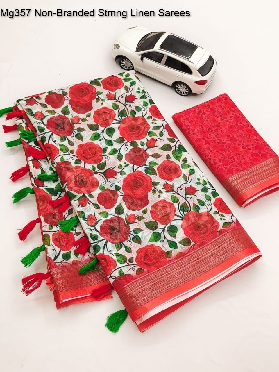 Mg357 Non-Branded Stmng Linen Sarees