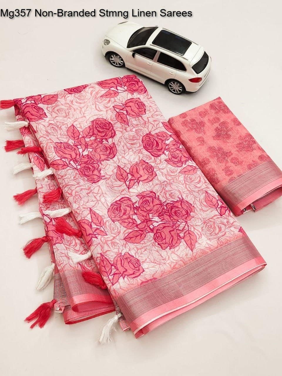 Mg357 Non-Branded Stmng Linen Sarees