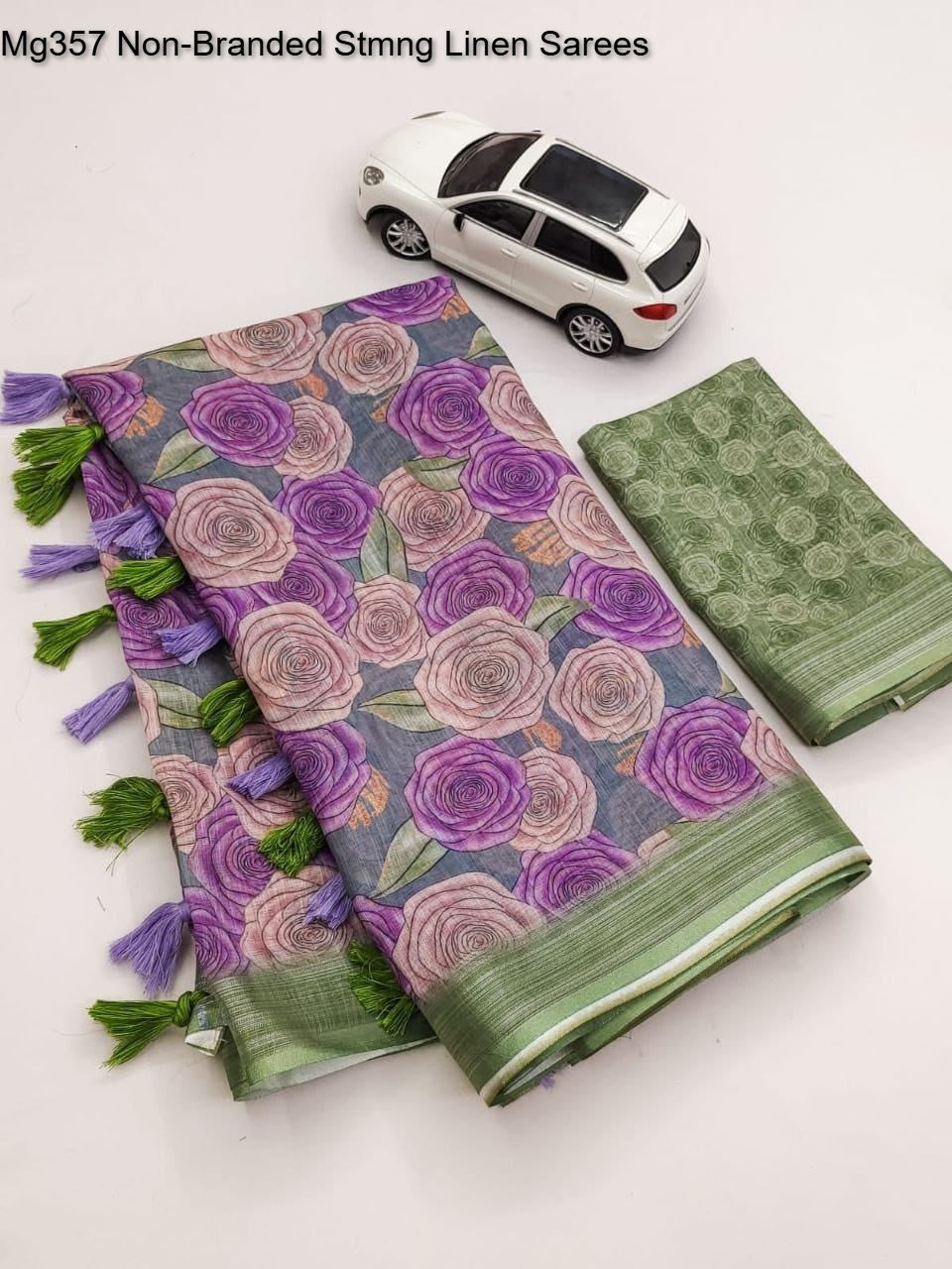 Mg357 Non-Branded Stmng Linen Sarees