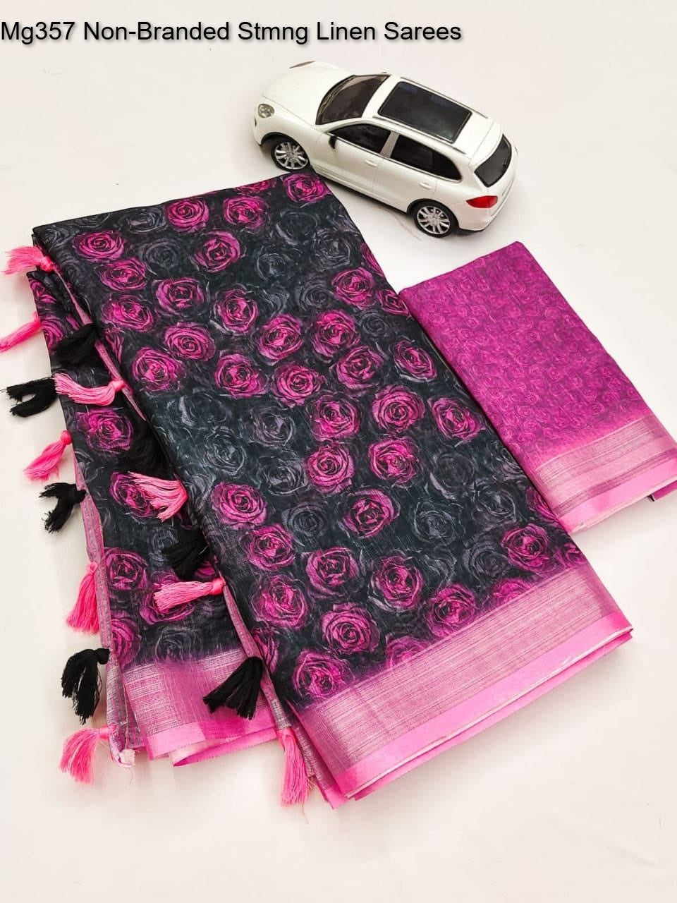 Mg357 Non-Branded Stmng Linen Sarees