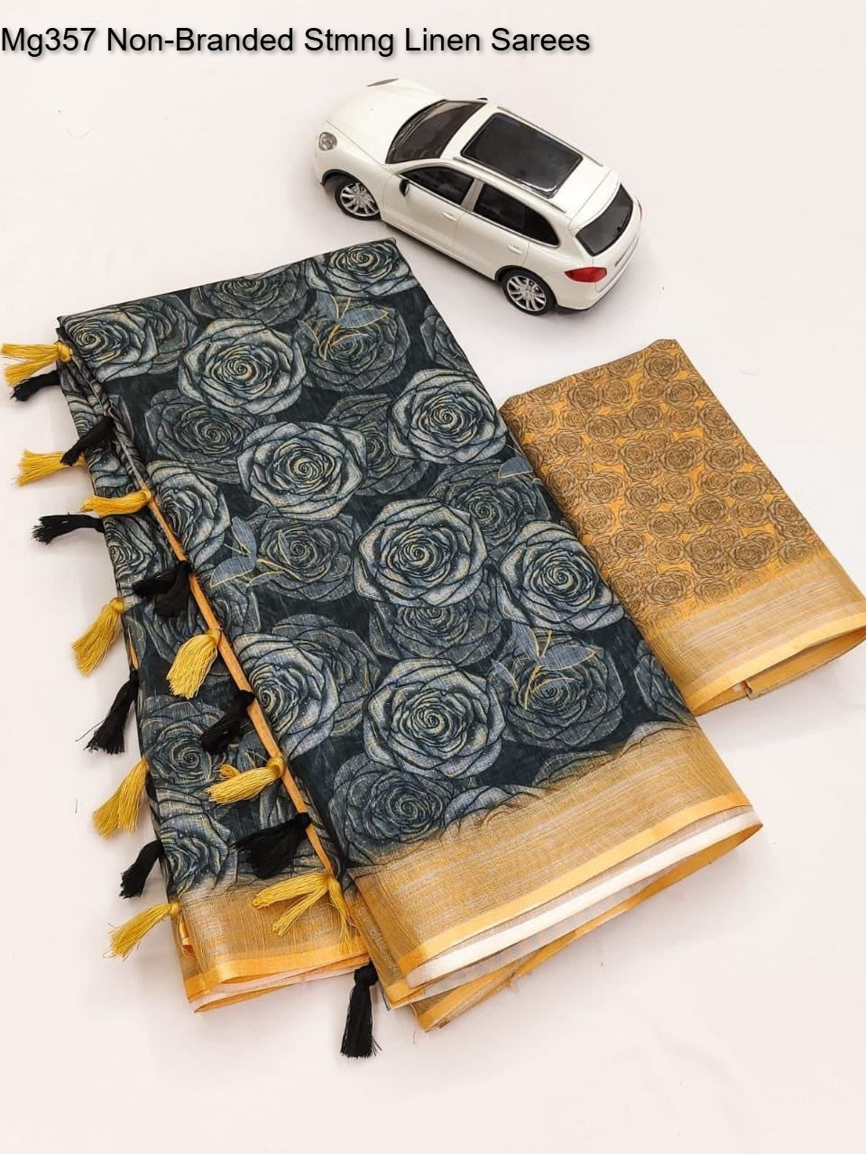 Mg357 Non-Branded Stmng Linen Sarees
