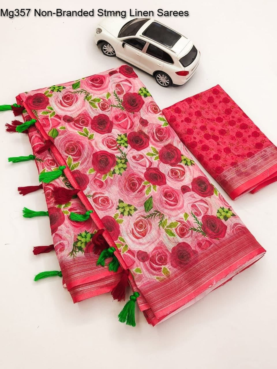 Mg357 Non-Branded Stmng Linen Sarees