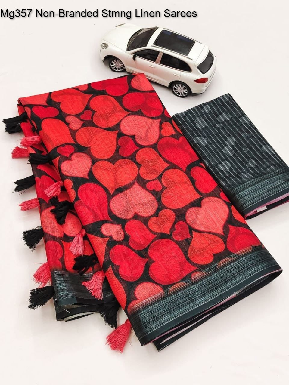 Mg357 Non-Branded Stmng Linen Sarees