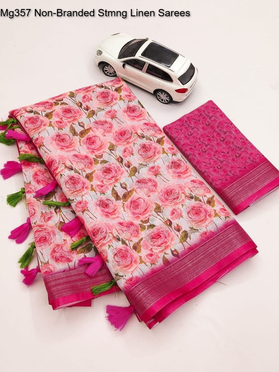 Mg357 Non-Branded Stmng Linen Sarees