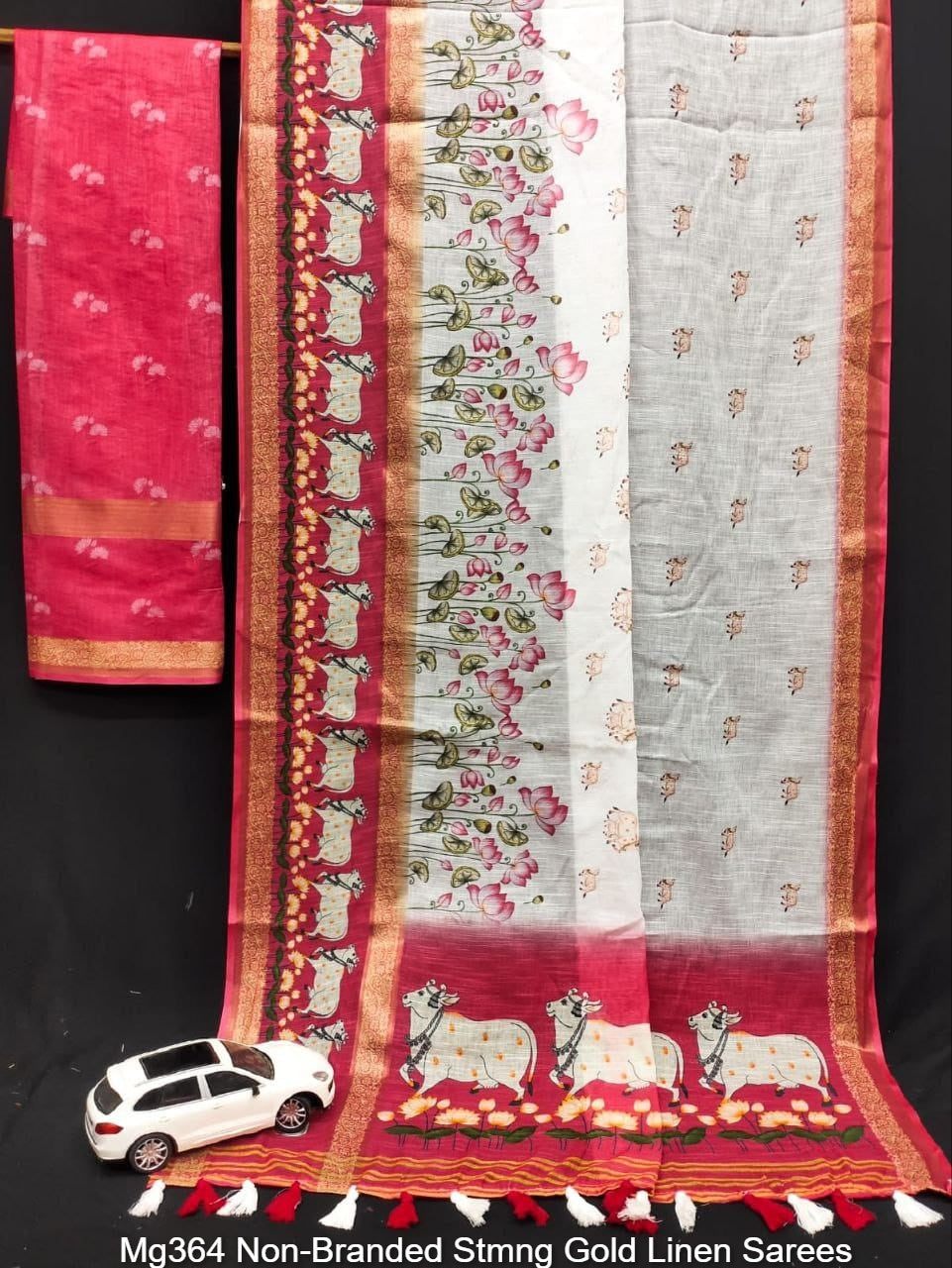 Mg364 Non-Branded Stmng Gold Linen Sarees