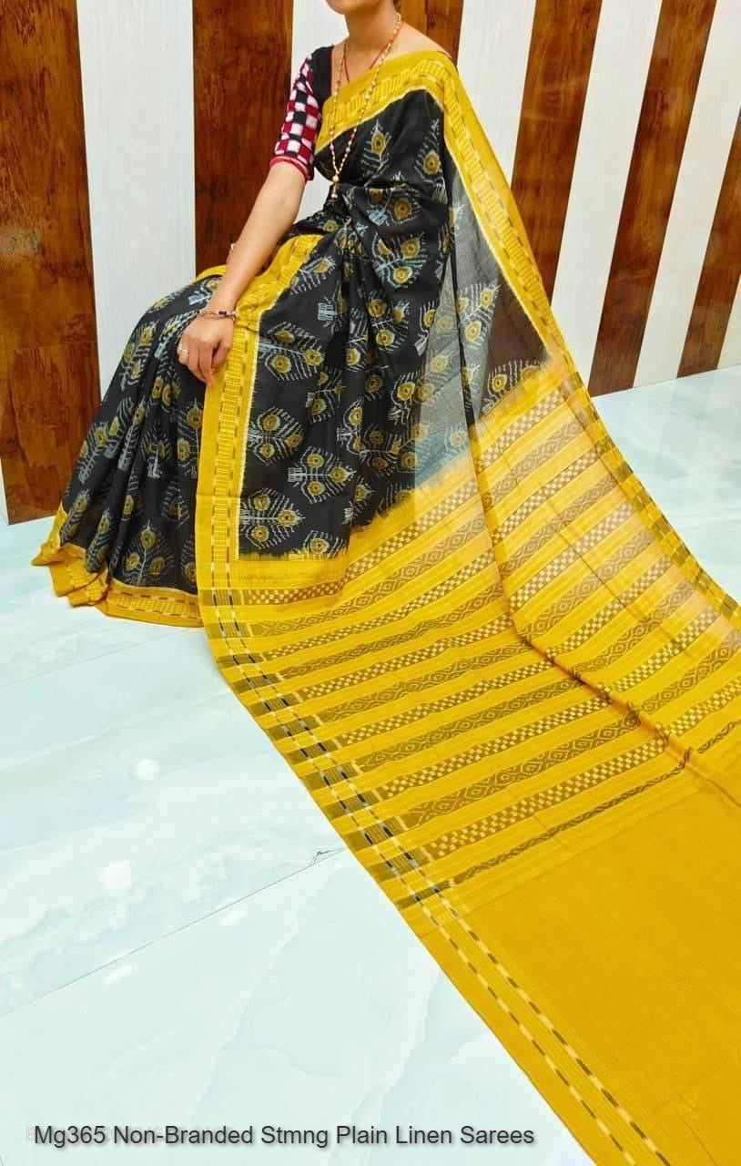 Mg365 Non-Branded Stmng Plain Linen Sarees