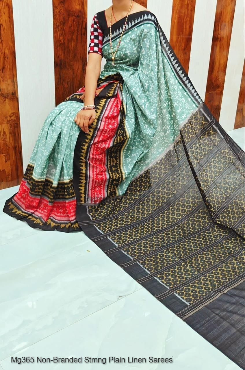 Mg365 Non-Branded Stmng Plain Linen Sarees