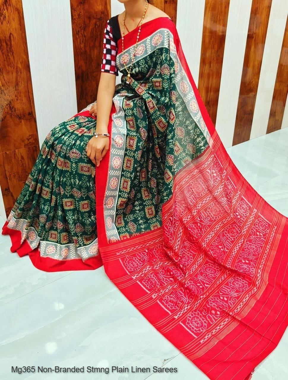 Mg365 Non-Branded Stmng Plain Linen Sarees