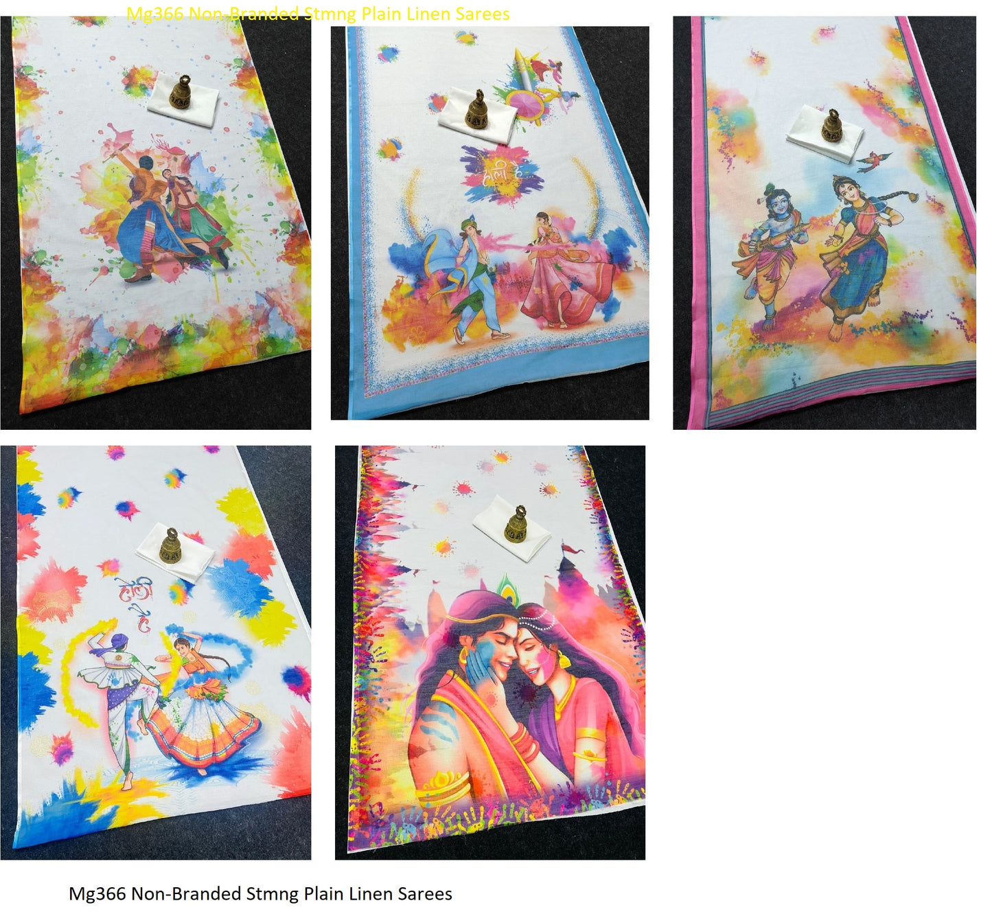 Mg366 Non-Branded Stmng Plain Linen Sarees