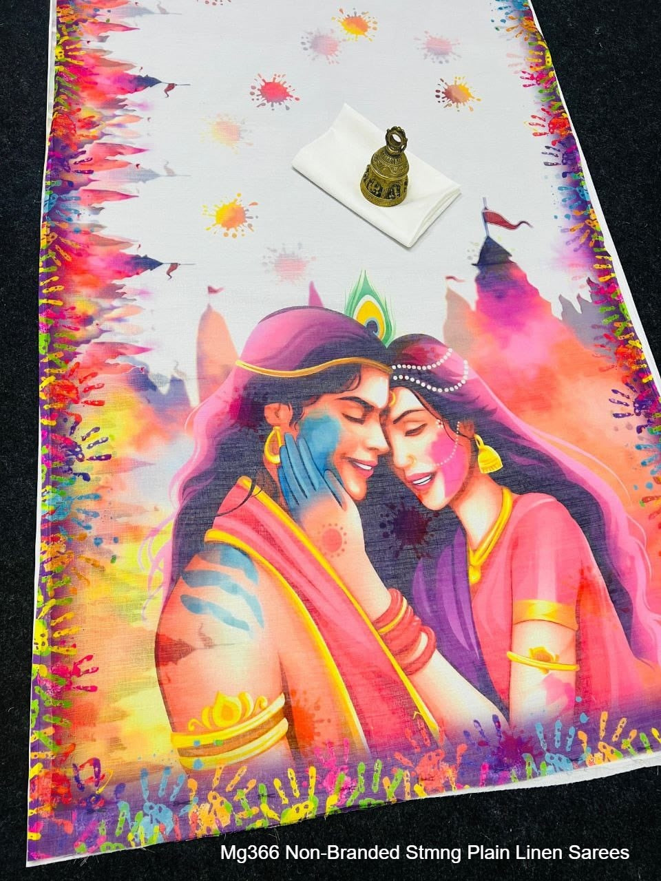 Mg366 Non-Branded Stmng Plain Linen Sarees