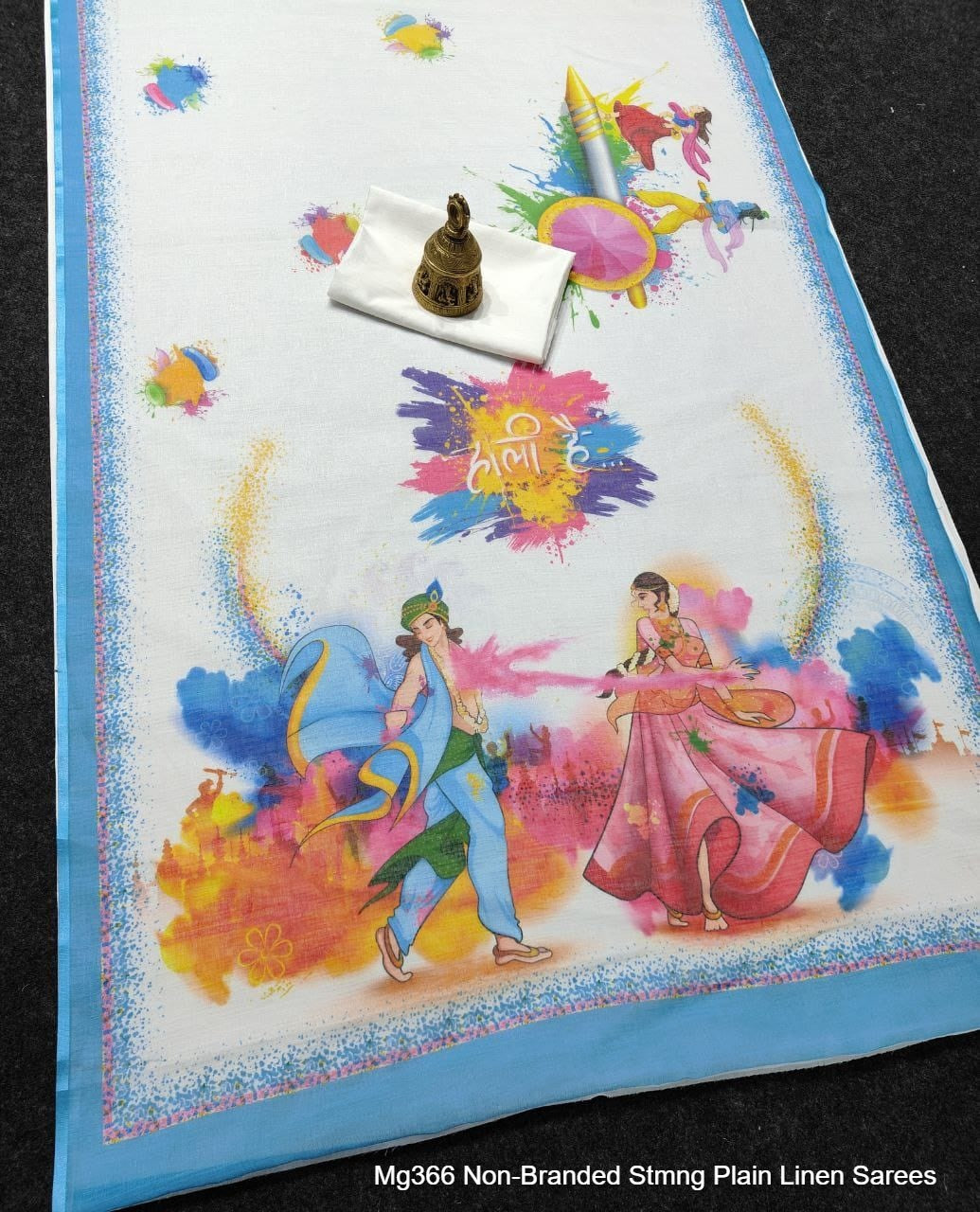 Mg366 Non-Branded Stmng Plain Linen Sarees