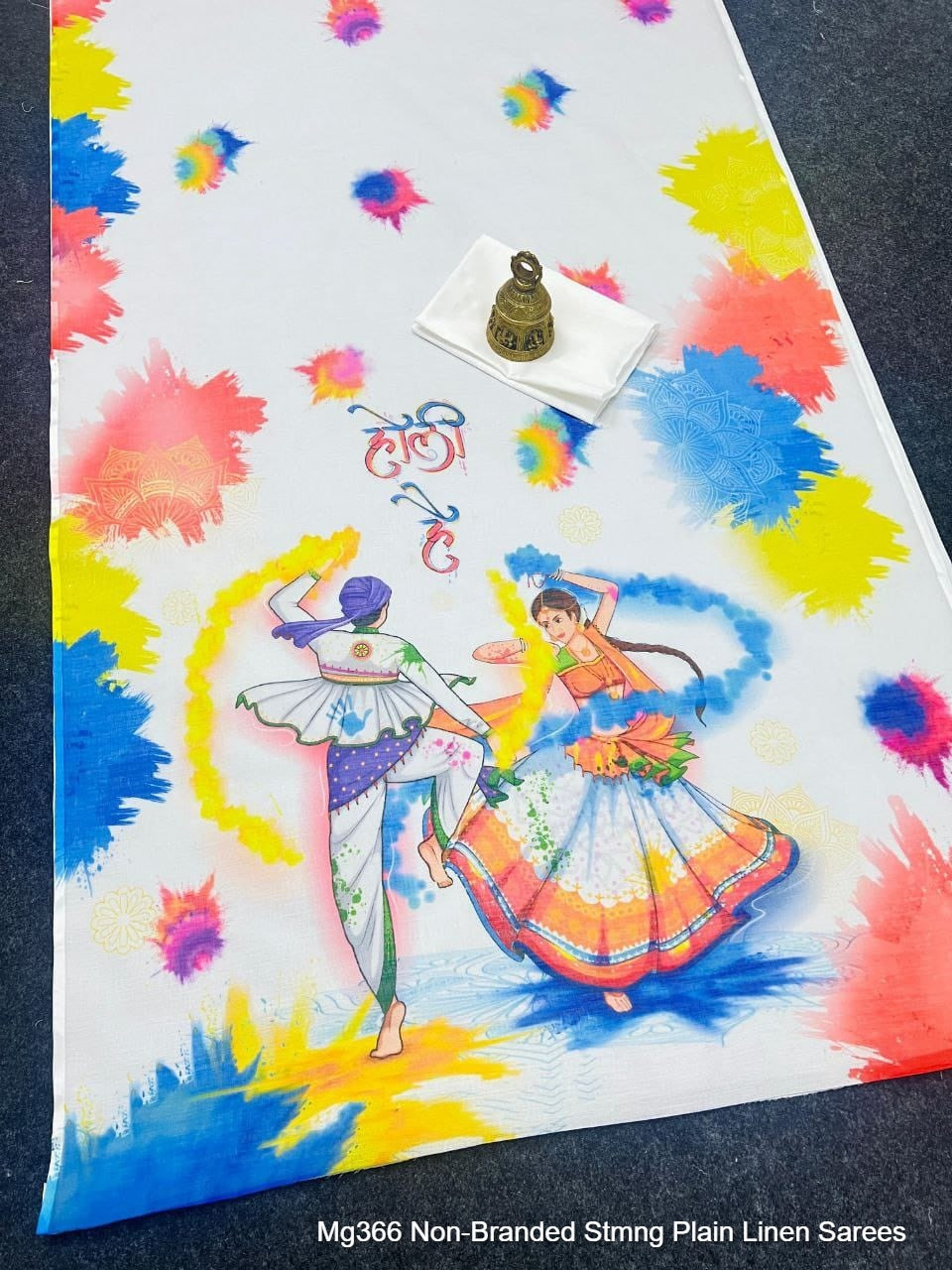 Mg366 Non-Branded Stmng Plain Linen Sarees