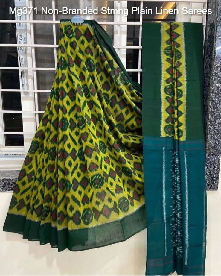 Mg371 Non-Branded Stmng Plain Linen Sarees