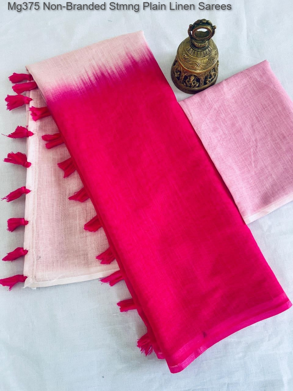 Mg375 Non-Branded Stmng Plain Linen Sarees