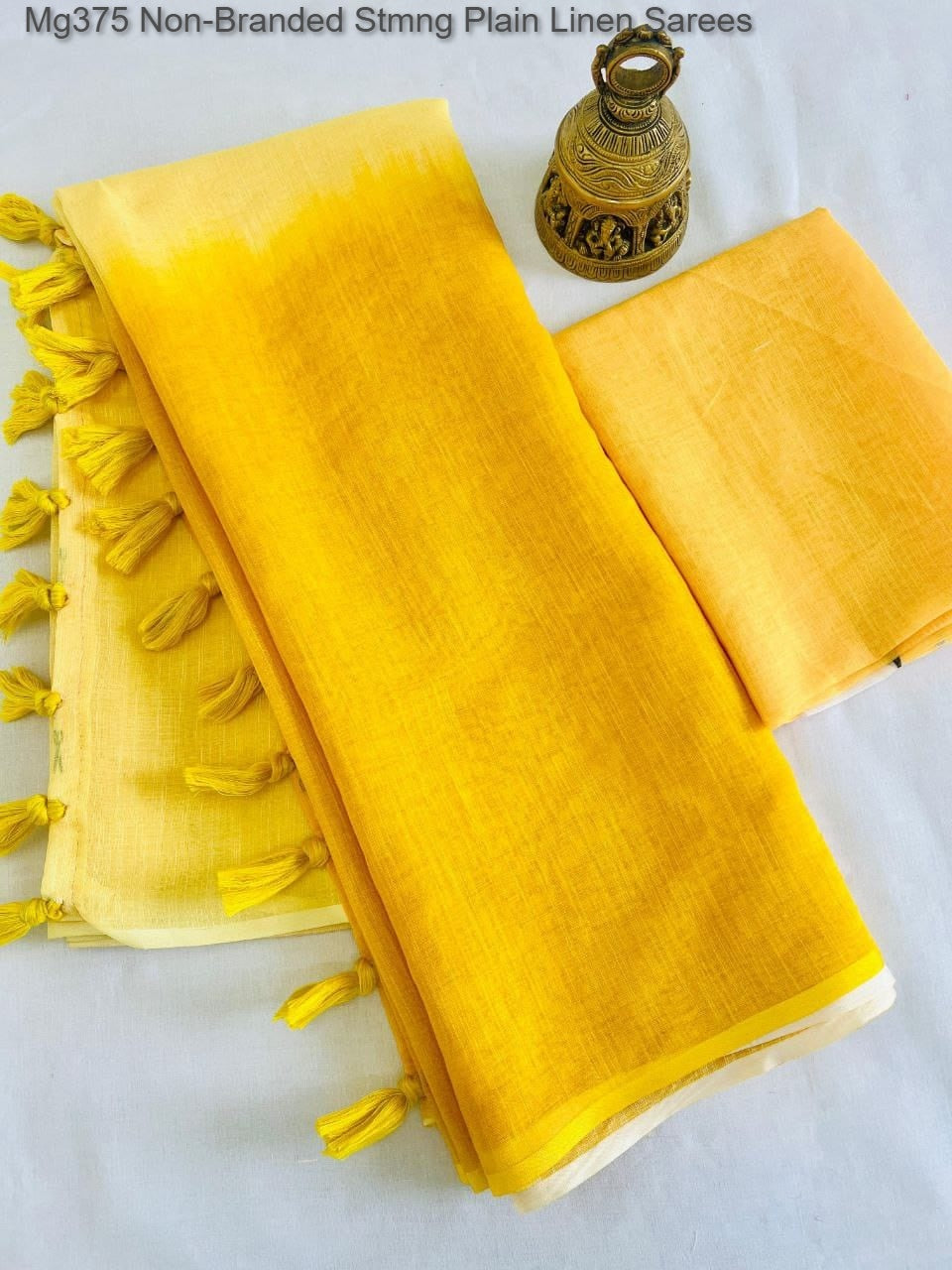 Mg375 Non-Branded Stmng Plain Linen Sarees