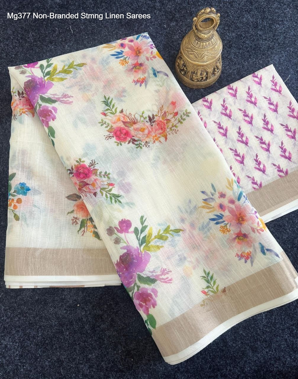 Mg377 Non-Branded Stmng Linen Sarees