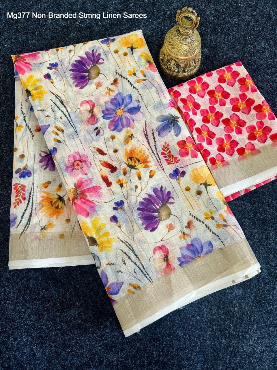 Mg377 Non-Branded Stmng Linen Sarees