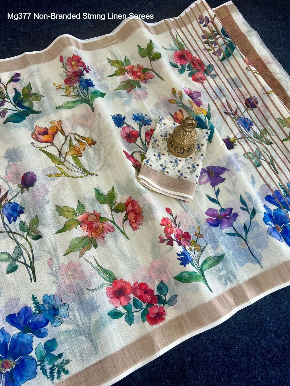 Mg377 Non-Branded Stmng Linen Sarees