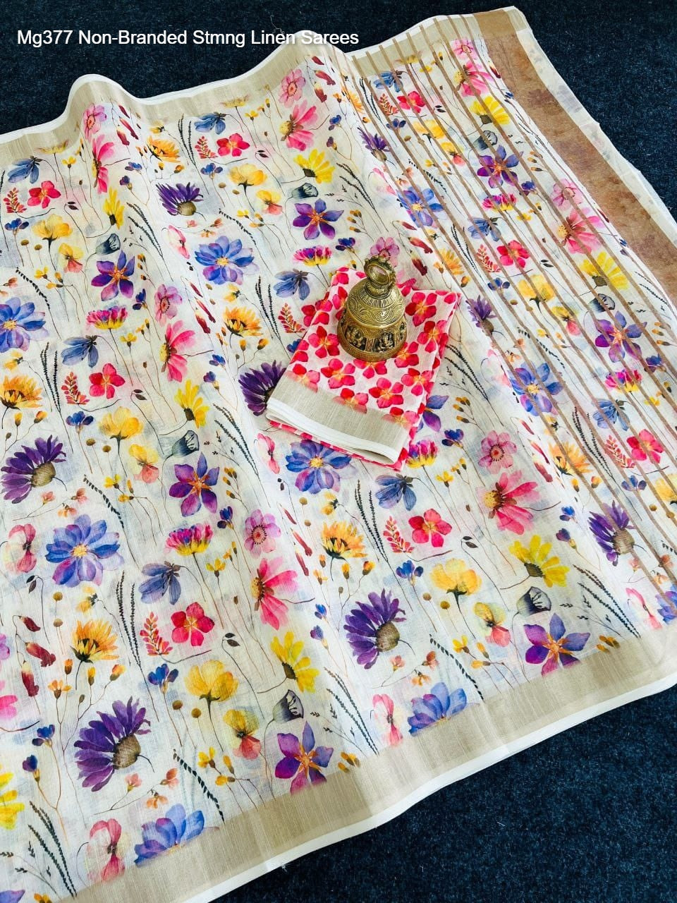 Mg377 Non-Branded Stmng Linen Sarees