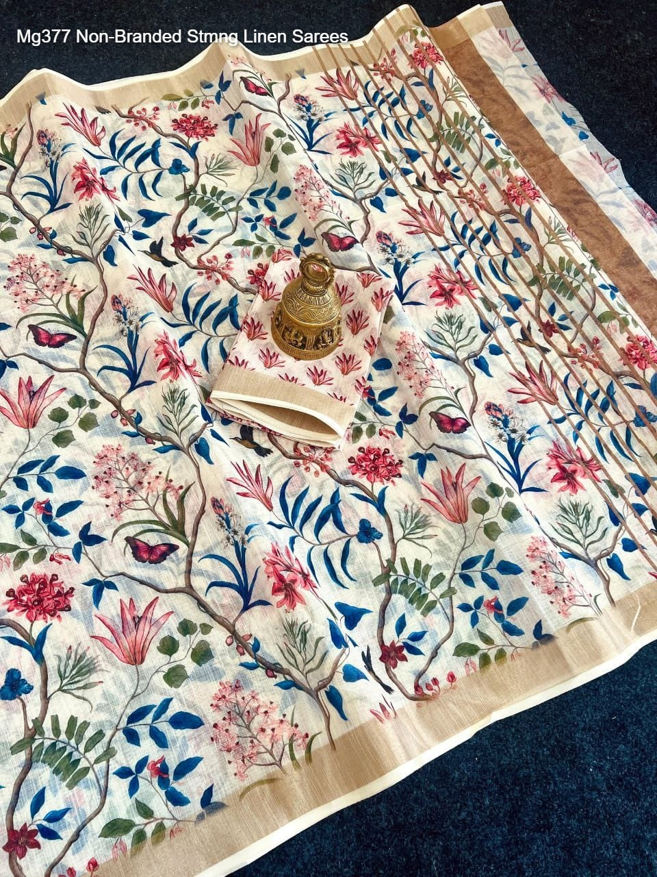 Mg377 Non-Branded Stmng Linen Sarees