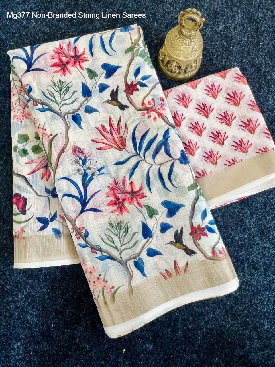 Mg377 Non-Branded Stmng Linen Sarees