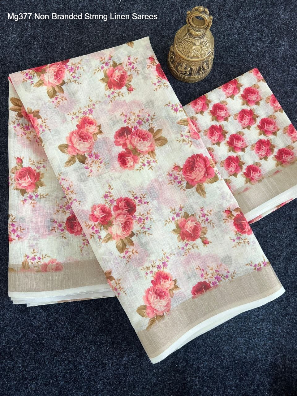 Mg377 Non-Branded Stmng Linen Sarees