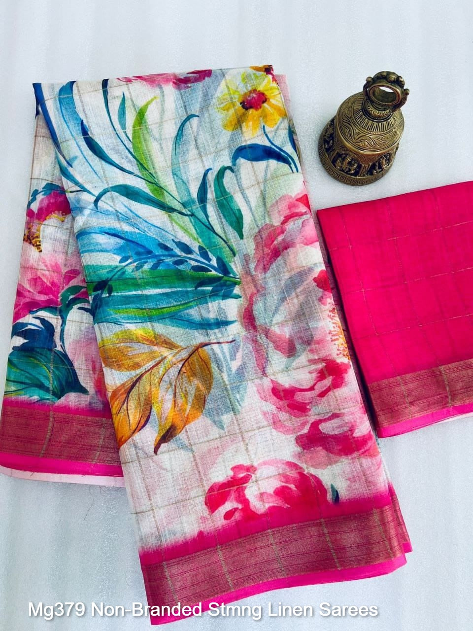 Mg379 Non-Branded Stmng Linen Sarees