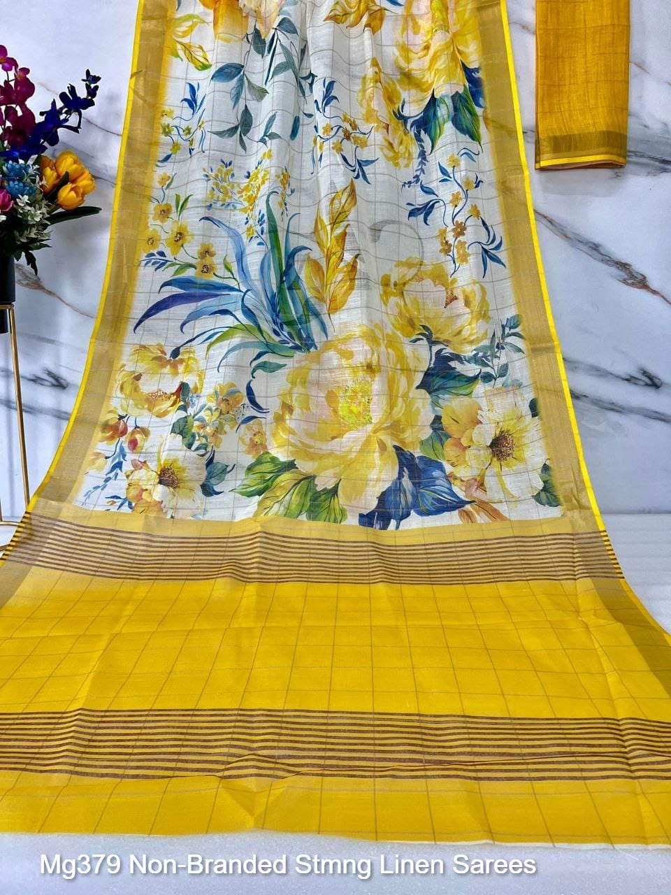Mg379 Non-Branded Stmng Linen Sarees