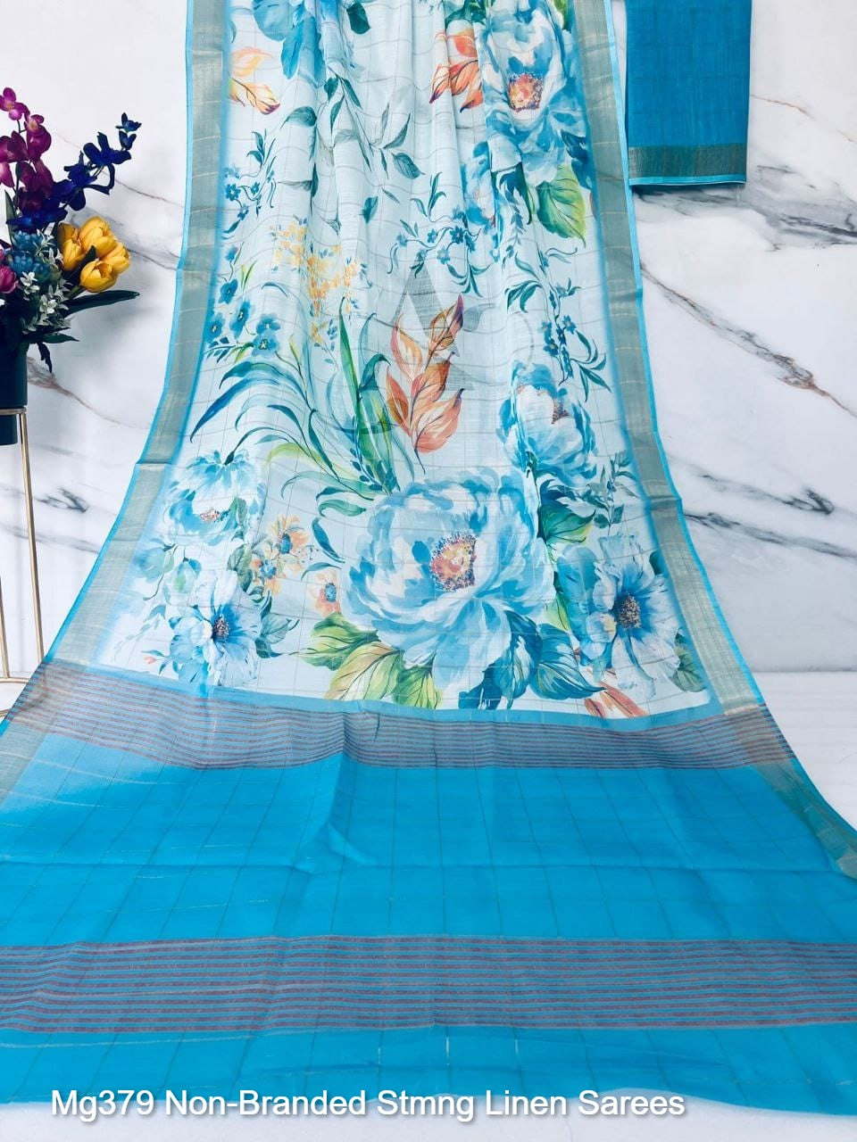 Mg379 Non-Branded Stmng Linen Sarees