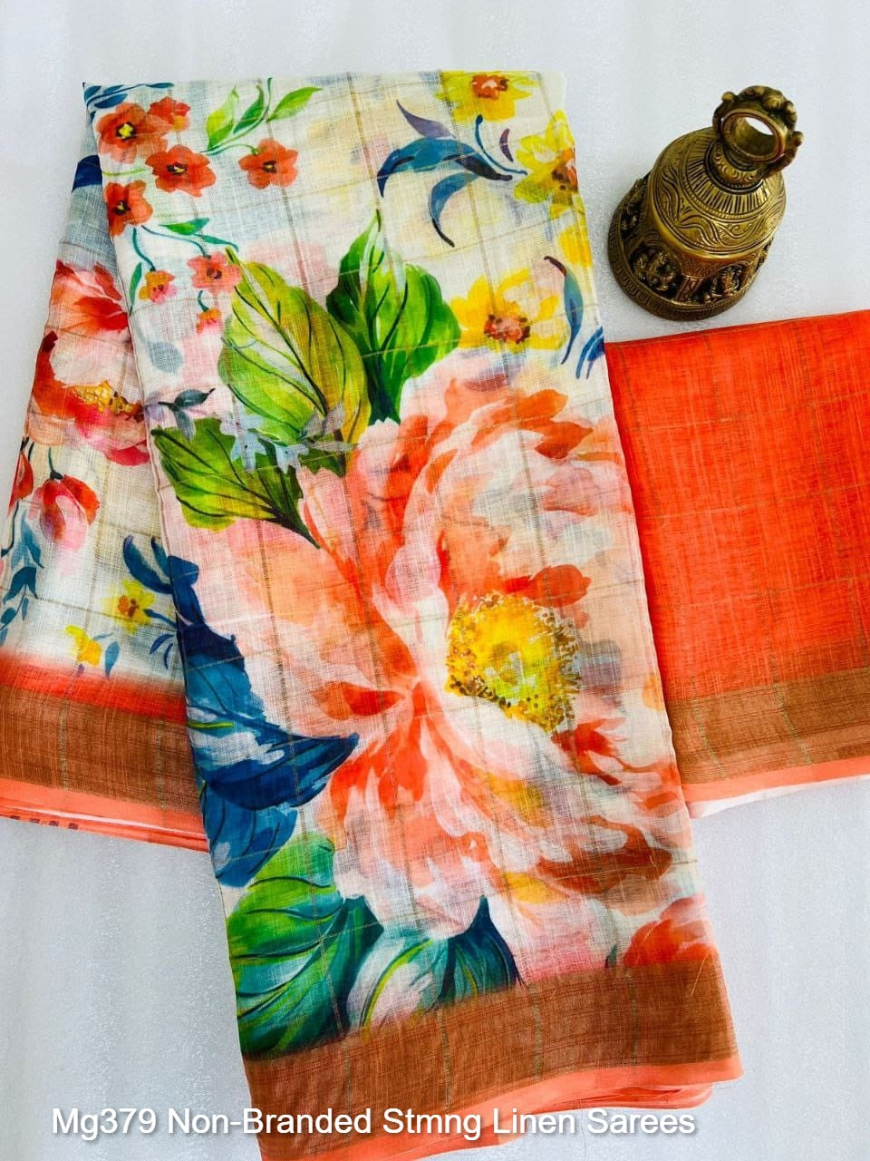 Mg379 Non-Branded Stmng Linen Sarees