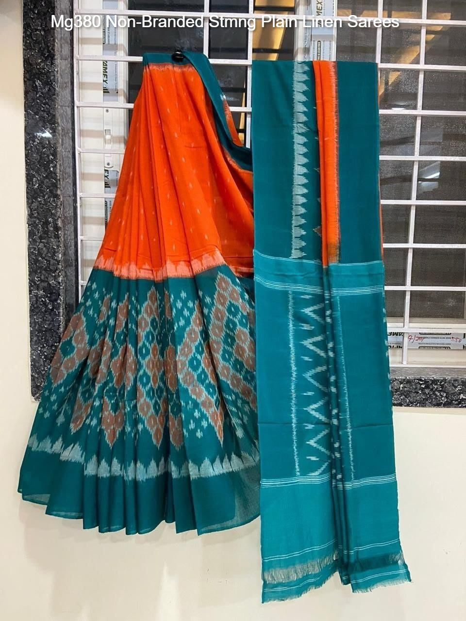 Mg380 Non-Branded Stmng Plain Linen Sarees