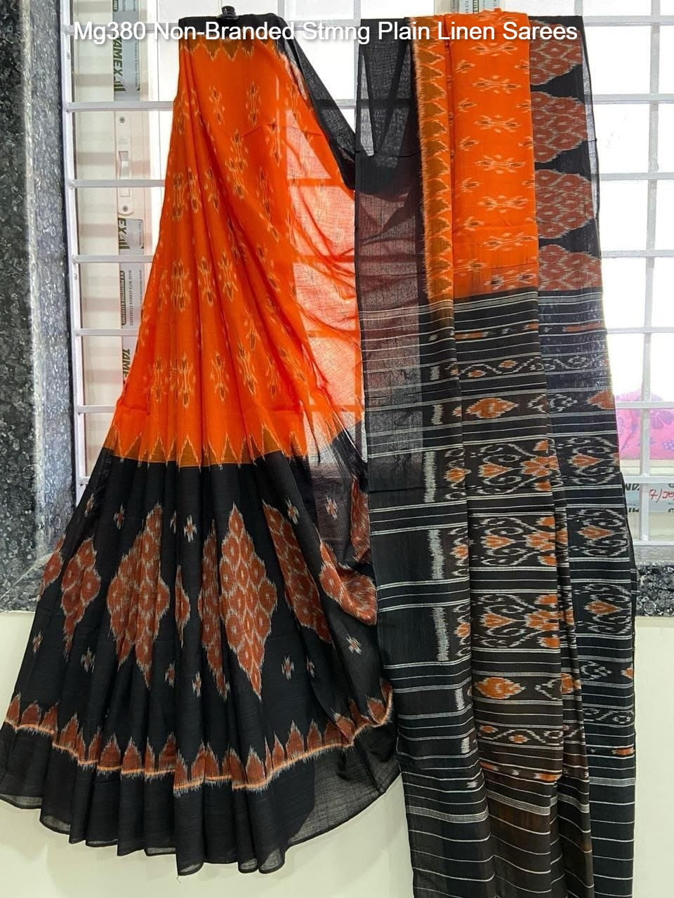 Mg380 Non-Branded Stmng Plain Linen Sarees