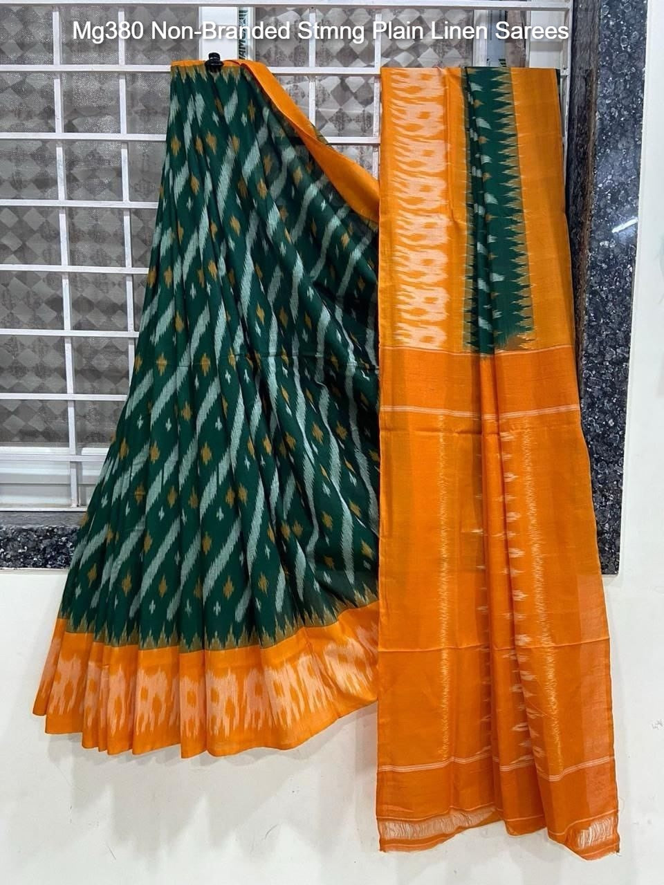 Mg380 Non-Branded Stmng Plain Linen Sarees