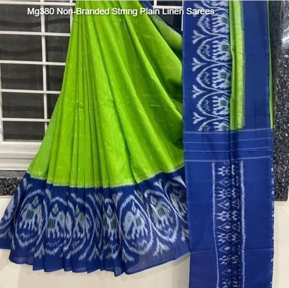Mg380 Non-Branded Stmng Plain Linen Sarees