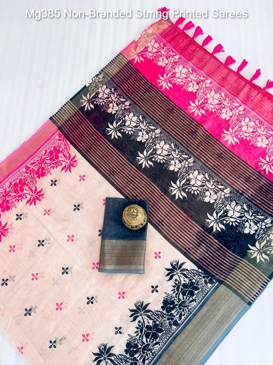 Mg385 Non-Branded Stmng Printed Sarees