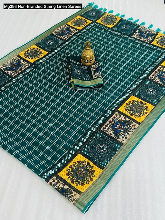 Mg393 Non-Branded Stmng Linen Sarees