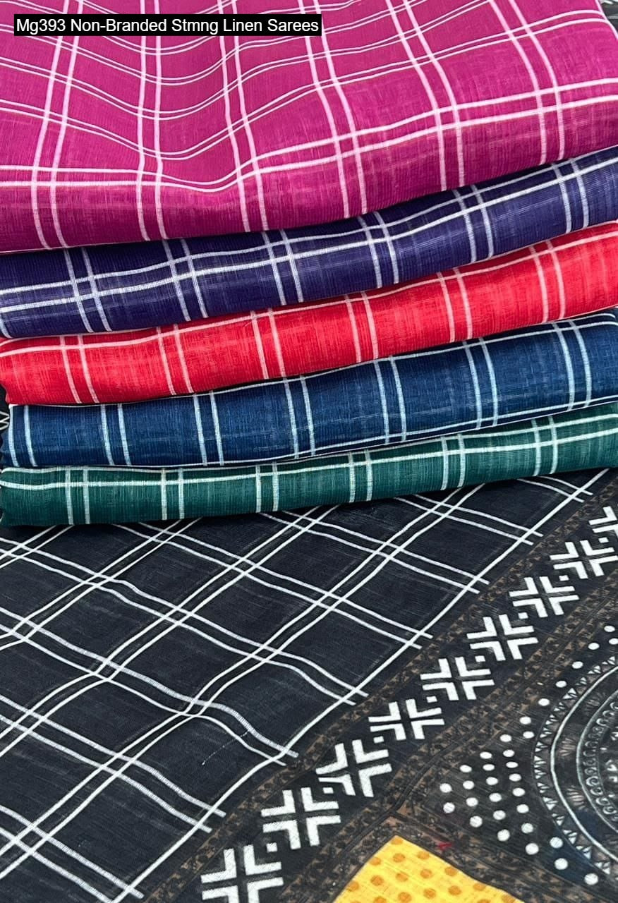 Mg393 Non-Branded Stmng Linen Sarees