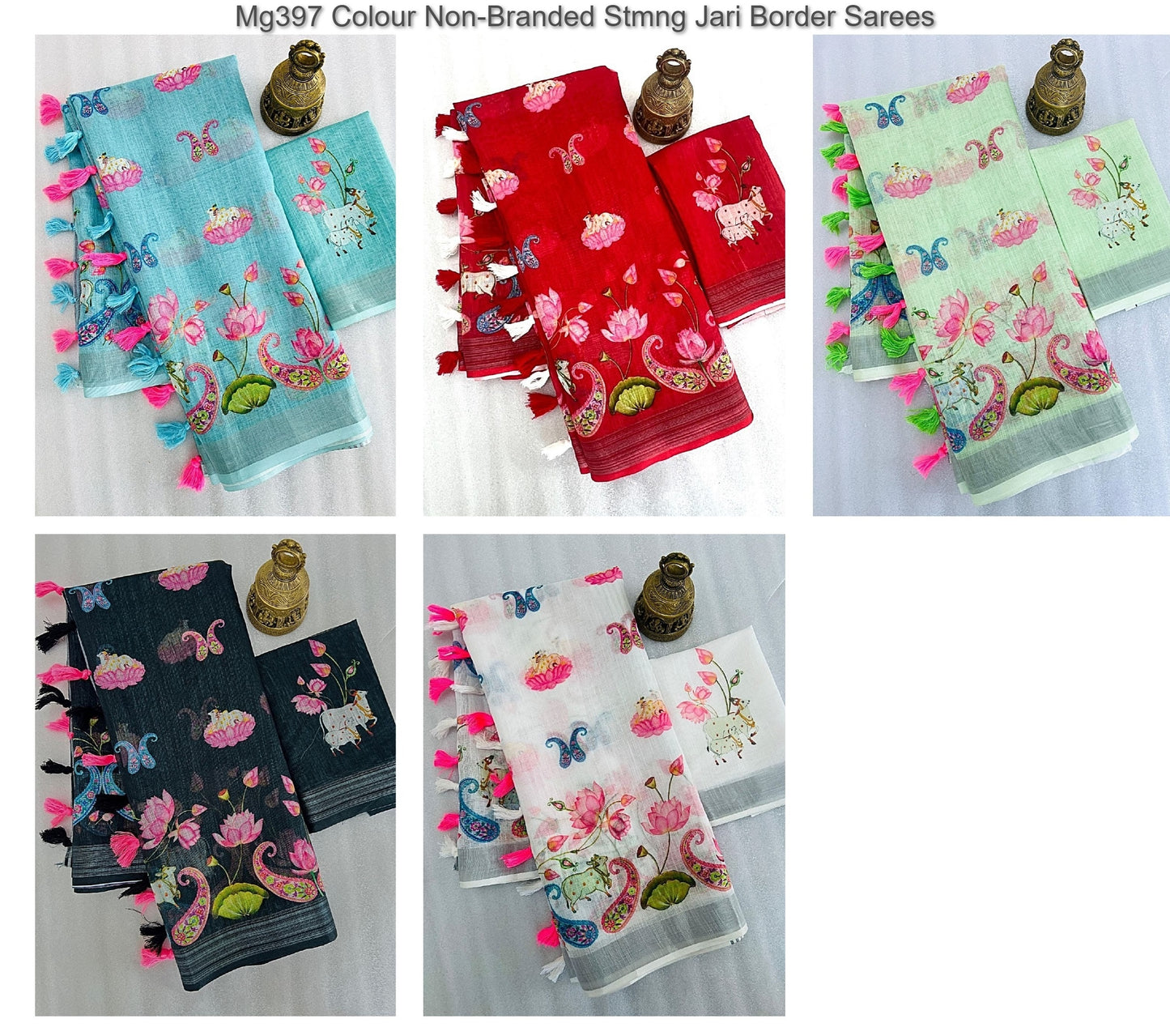 Mg397 Colour Non-Branded Stmng Jari Border Sarees