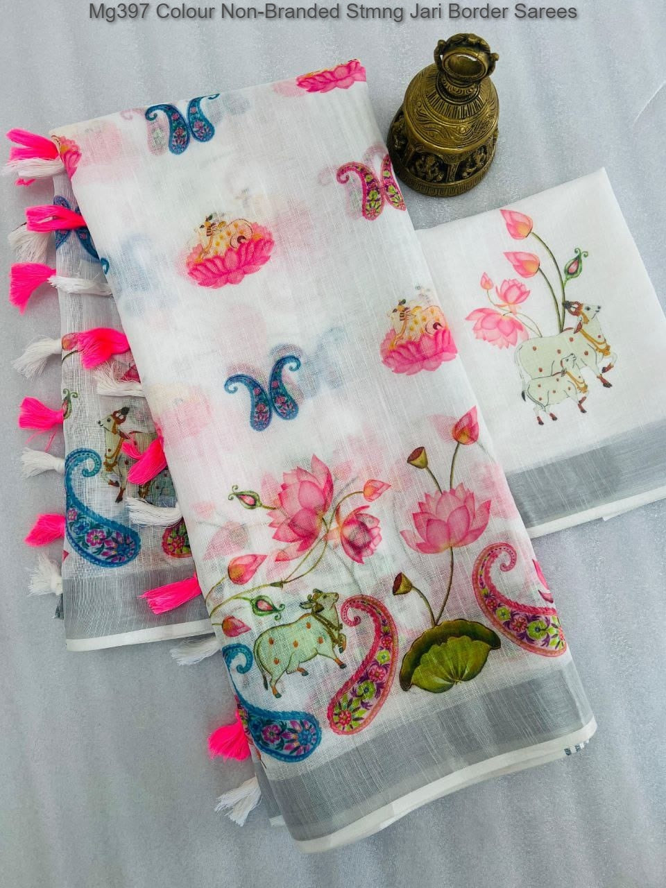 Mg397 Colour Non-Branded Stmng Jari Border Sarees