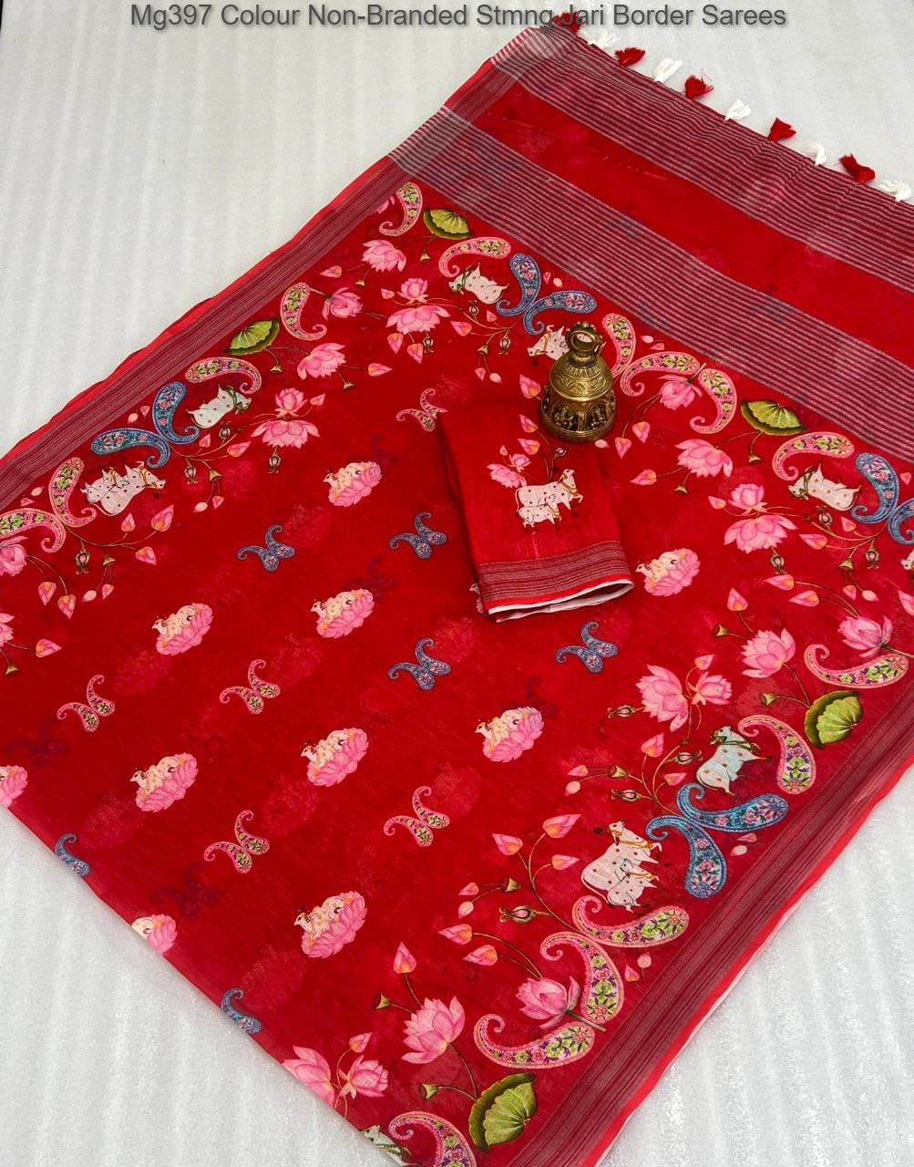 Mg397 Colour Non-Branded Stmng Jari Border Sarees