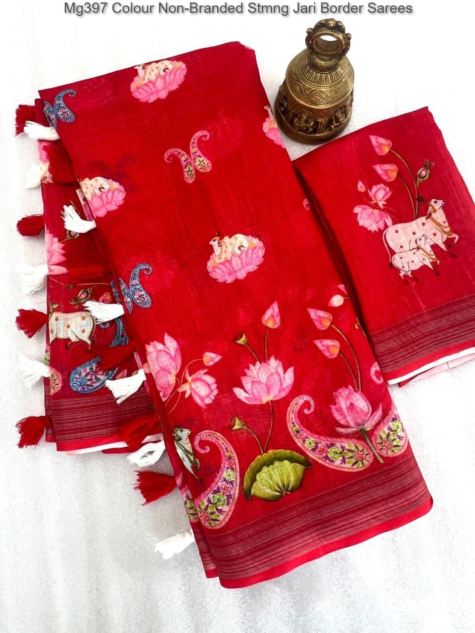Mg397 Colour Non-Branded Stmng Jari Border Sarees