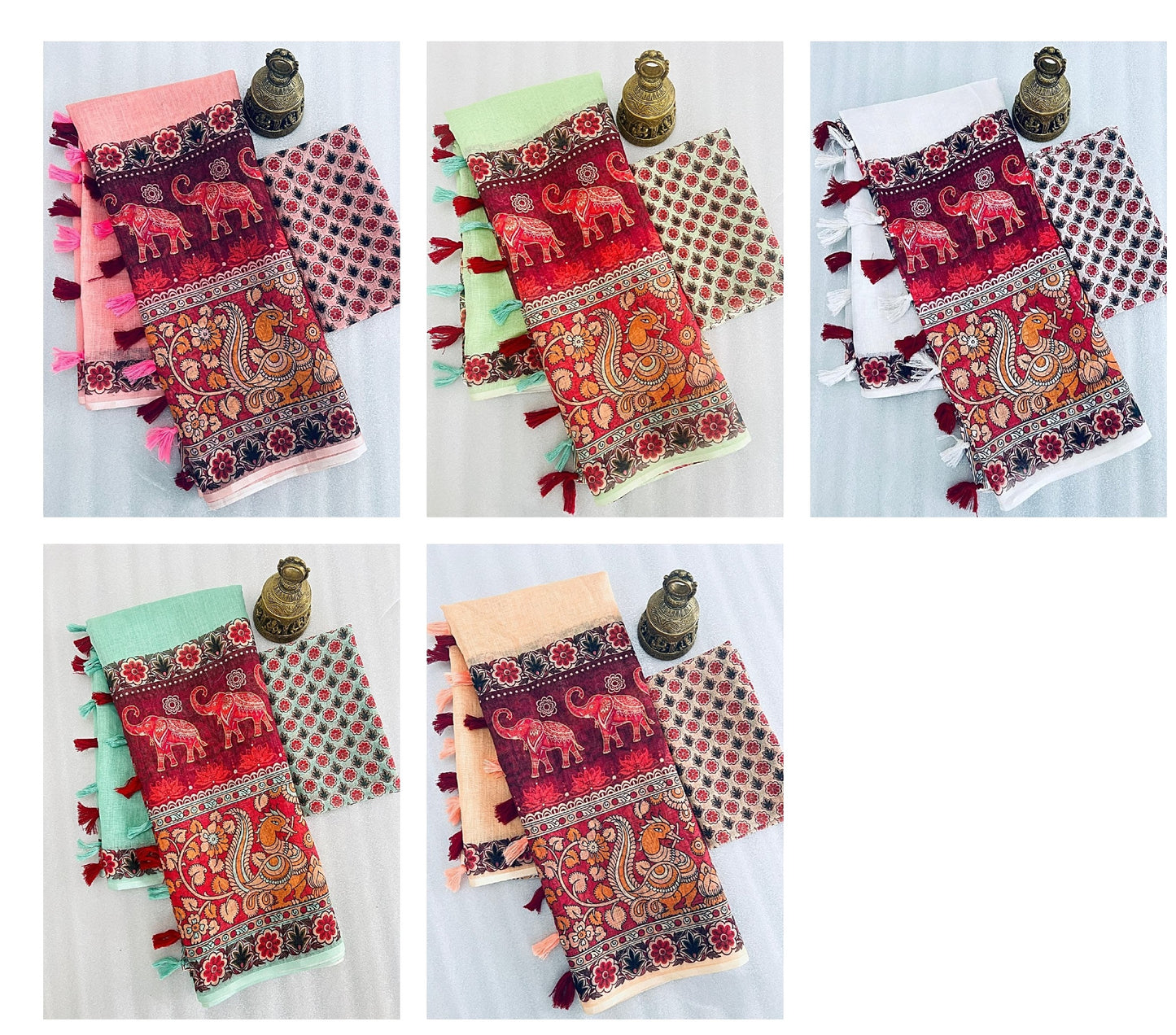 Mg398 Non-Branded Stmng Plain Linen Sarees