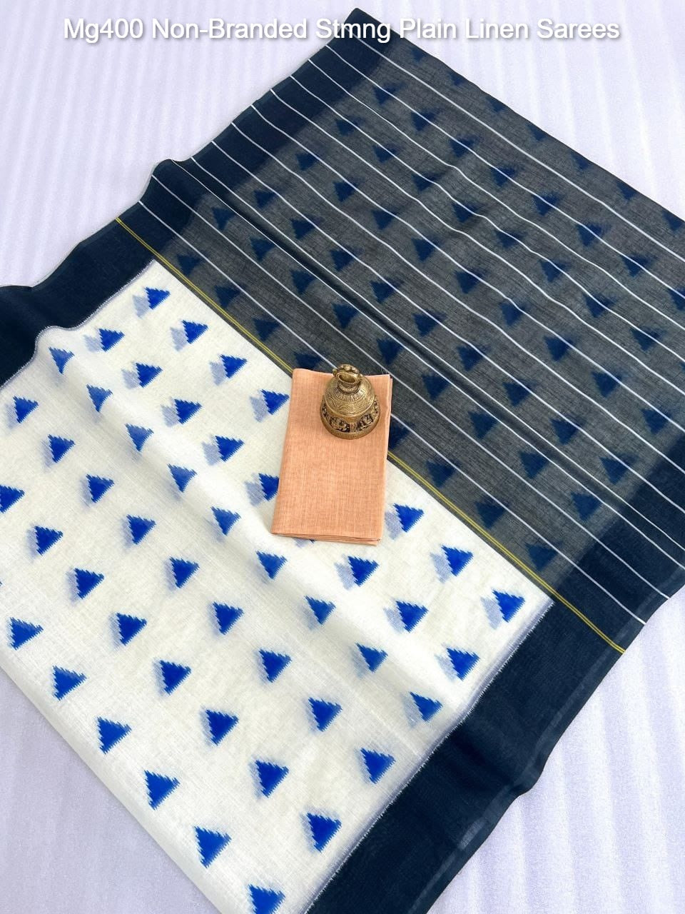 Mg400 Non-Branded Stmng Plain Linen Sarees