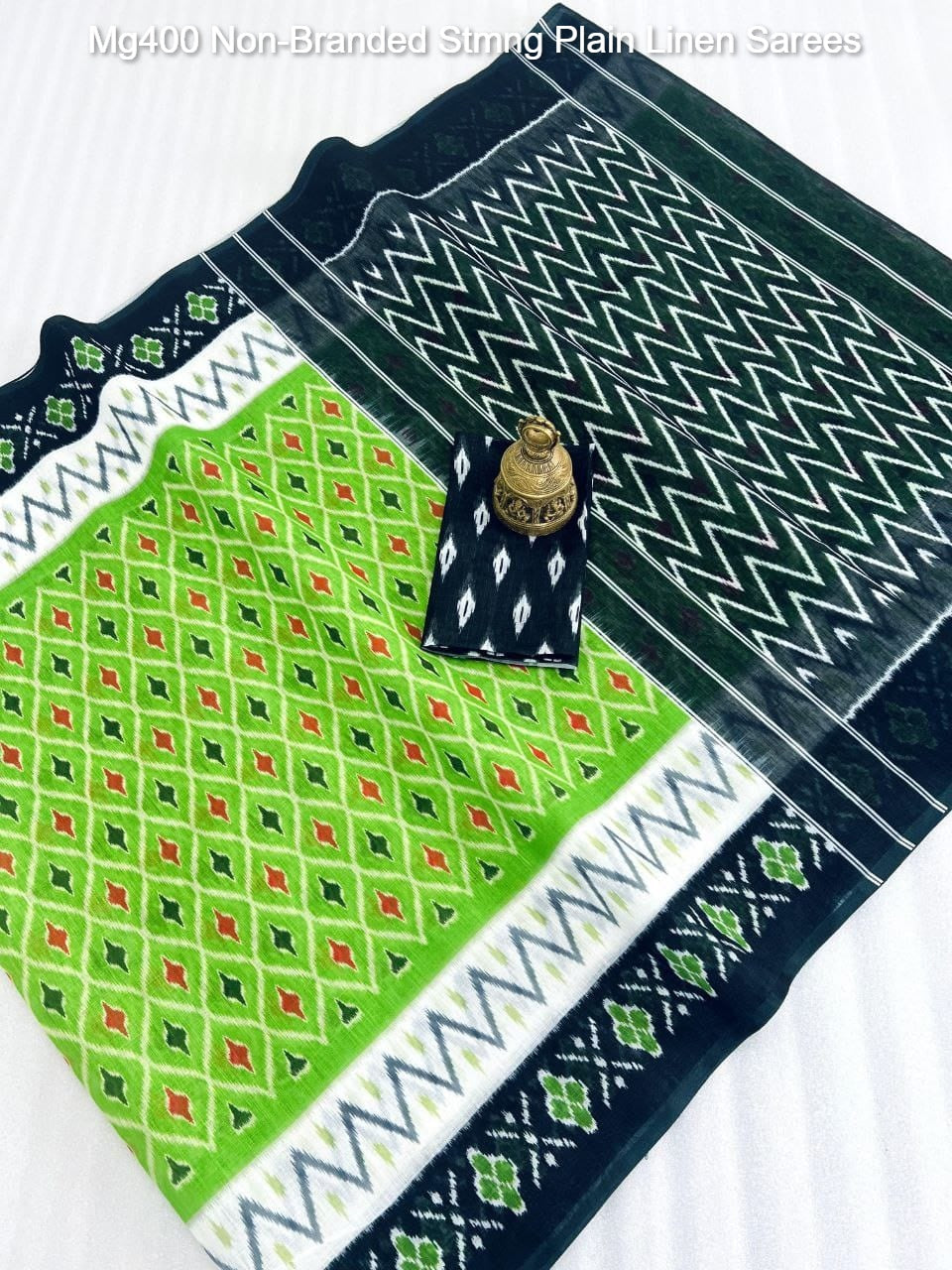 Mg400 Non-Branded Stmng Plain Linen Sarees